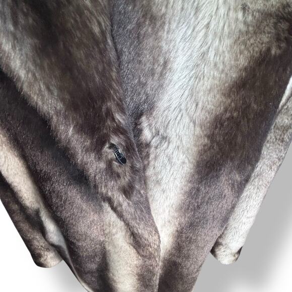 Vintage Y2K Dennis Basso Faux Fur Coat Brown Gray Striped Medium Warm Glamorous - Picture 10 of 16